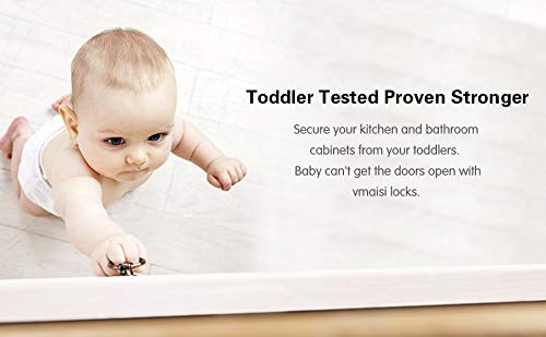 Cabinet Locks Child Safety Latches - 20 Pack VMAISI Baby Proofing Cabinets & Drawers Lock - Upgraded Stronger Adhesive Easy Installation - No Drilling
