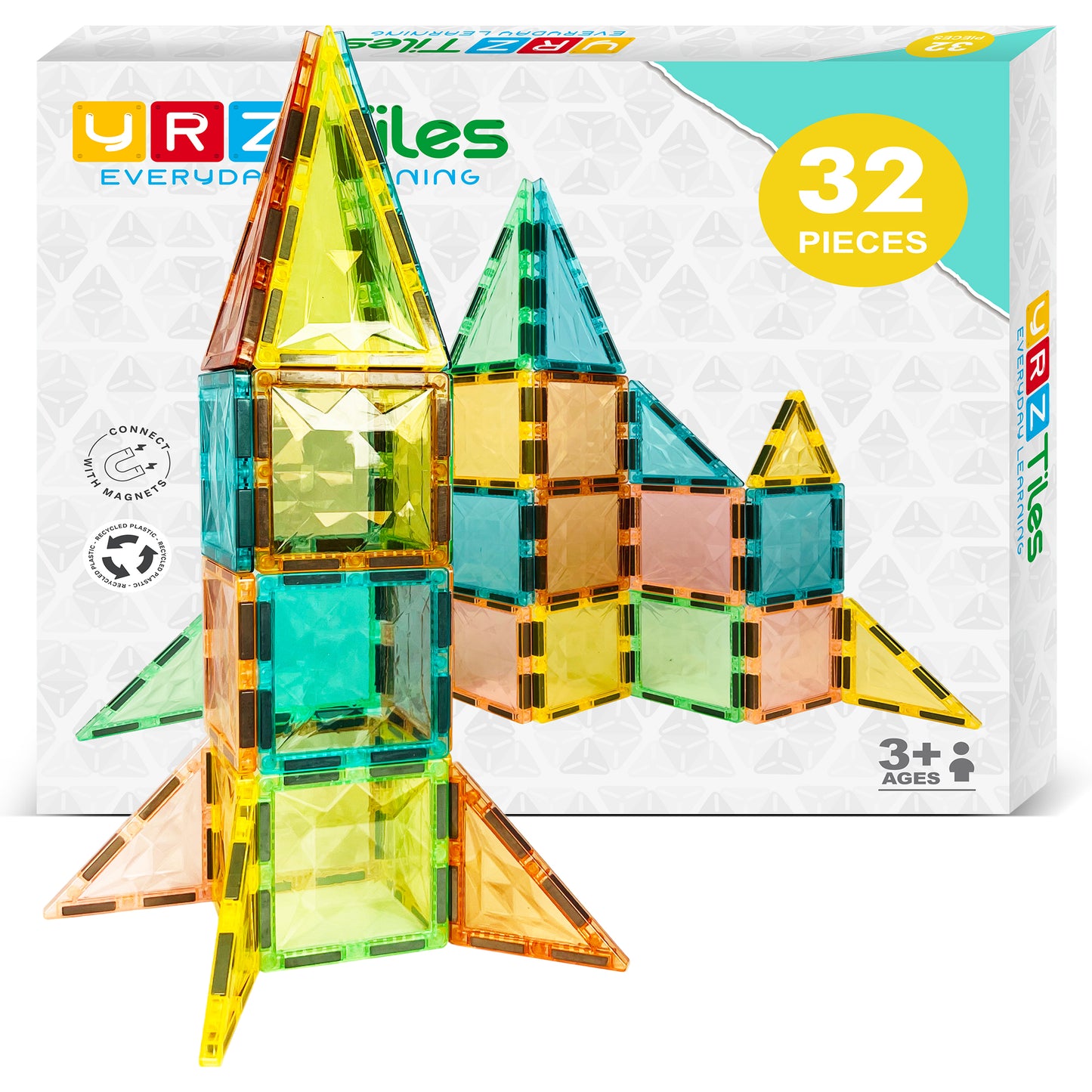 YRZtiles Magnetic Tiles for Kids Toy 100 Pieces