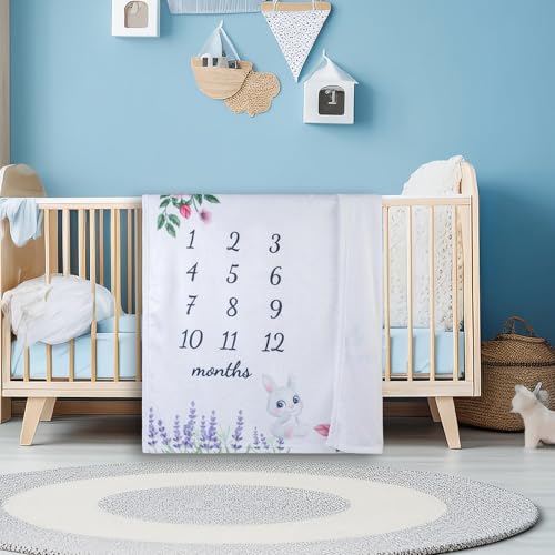 vmaisi Baby Milestone Blanket Gifts - Newborn Boy & Girl Monthly Year Infant Growth Blankets Nursery Swaddling Blankets (Green Animals - Baby, Double Printed)