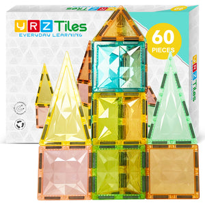 YRZtiles Magnetic Tiles for Kids Toy 60 Pieces