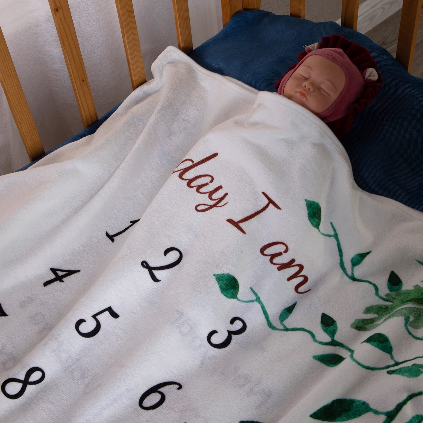 vmaisi Baby Milestone Blanket Gifts - Newborn Boy & Girl Monthly Year Infant Growth Blankets Nursery Swaddling Blankets (Green Animals - Baby, Double Printed)