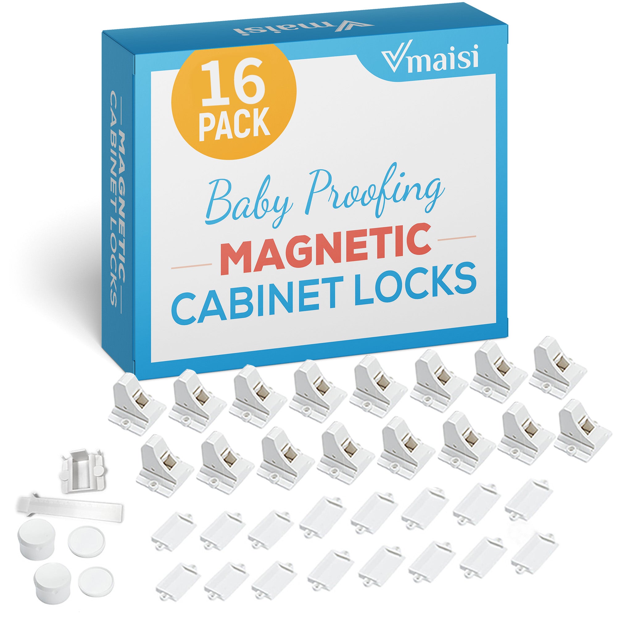 Magnetic Child Safety Cabinet Locks 16 Pack