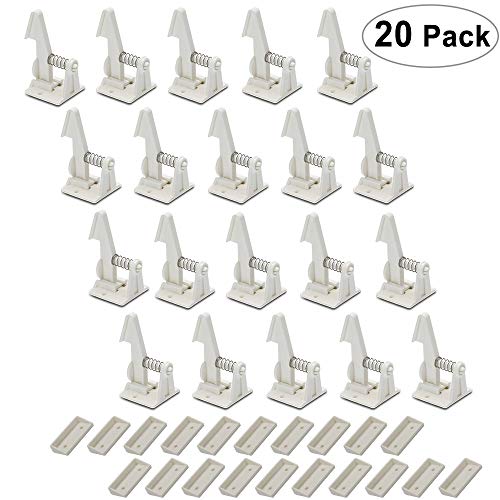 Cabinet Locks Child Safety Latches - 20 Pack VMAISI Baby Proofing Cabinets & Drawers Lock - Upgraded Stronger Adhesive Easy Installation - No Drilling