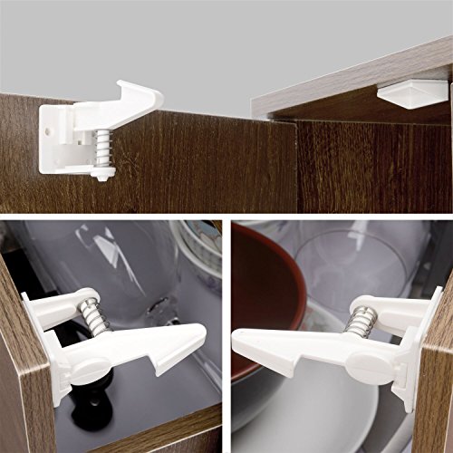 Cabinet Locks Child Safety Latches - VMAISI 12 Pack Baby Proofing Cabinet Locks