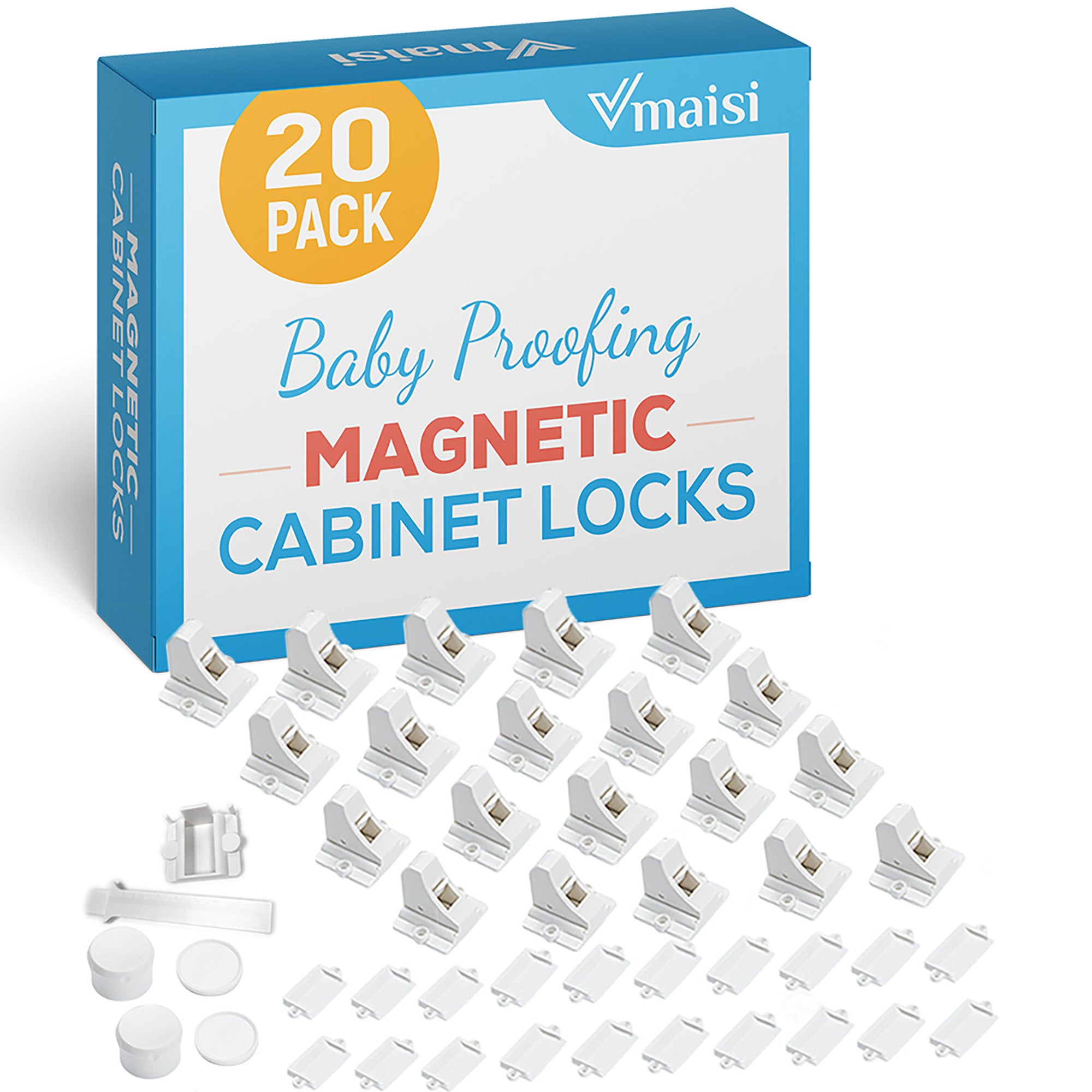 Vmaisi Child Safety Magnetic Drawer & Cabinet Locks 20 Pack